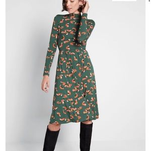 ModCloth Fox Print Appeal A-Line Dress